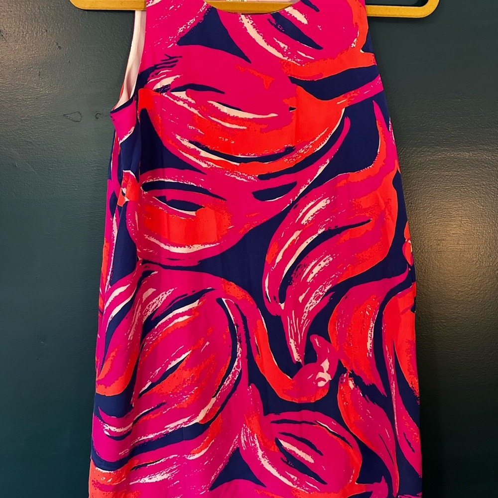 Vibrant Pink and Blue Lily Flamingo Dress 🦩